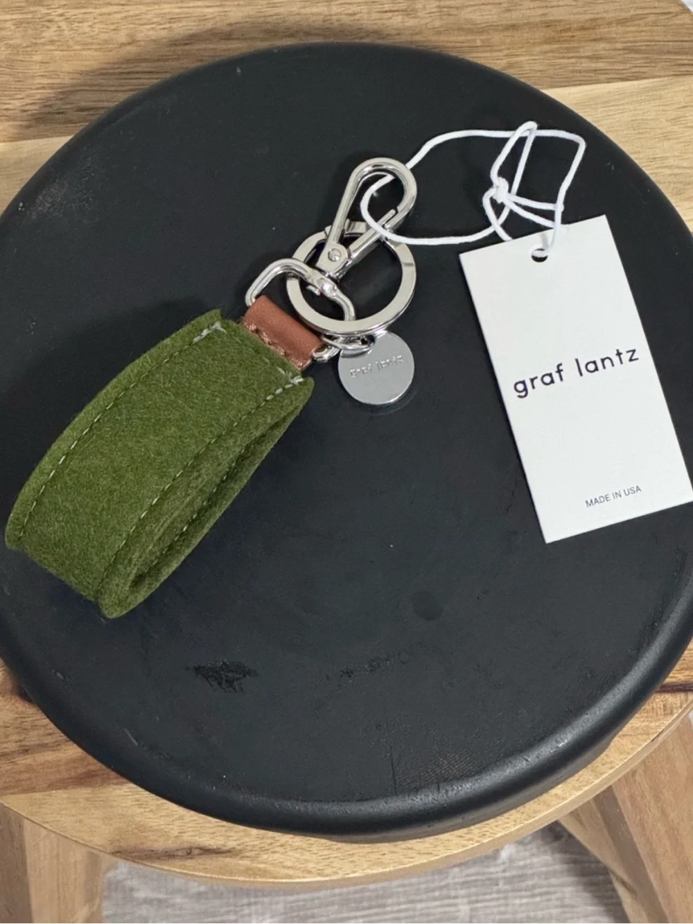 NWT Graf Lantz Merino Wool Loop Key Fob Moss Green